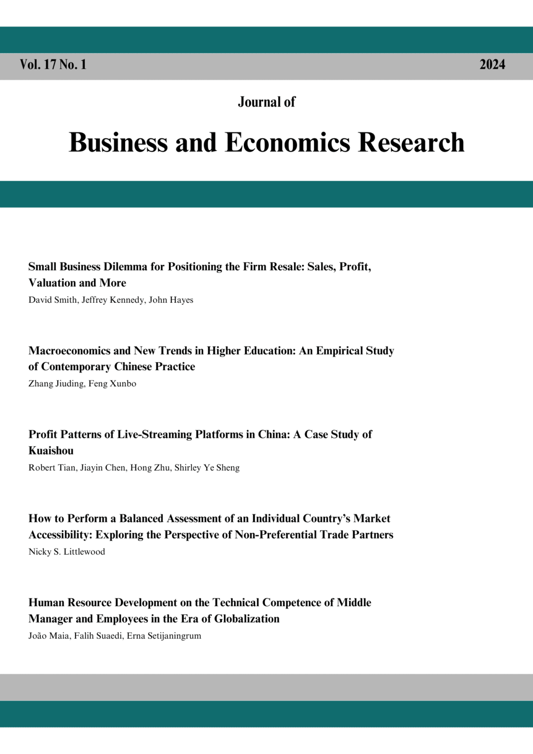 Journal of Business and Economics Research – Knowledge and Leadership ...